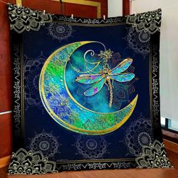 Dragonfly Moon Quilt Blanket and Home Decor