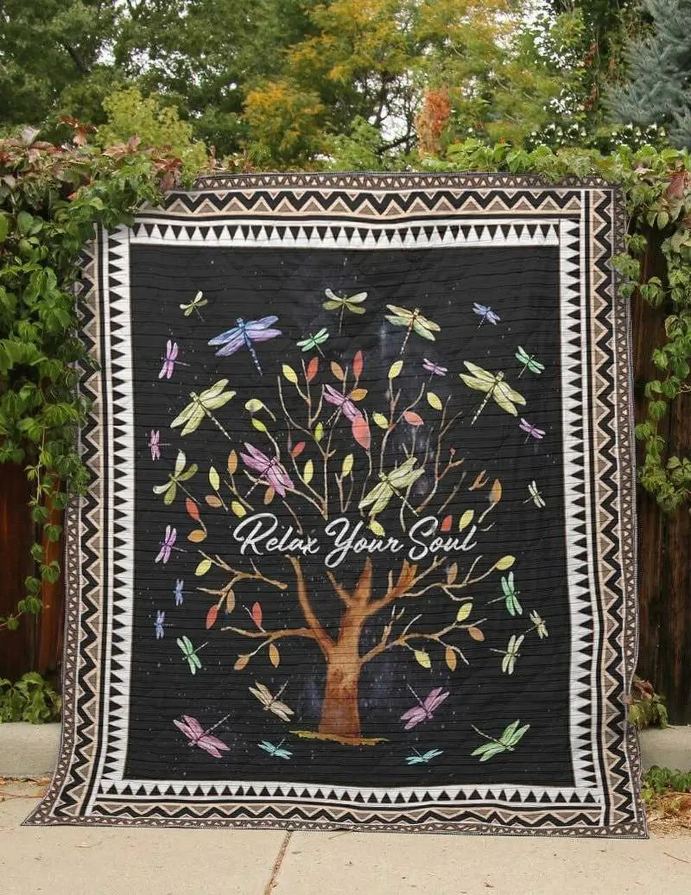 Dragonfly Relax Your Soul Vcb Quilt Derqds and Home Decor