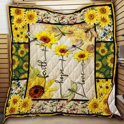 Dragonfly Sunflower Cl18100230Mdq Quilt Blanket and Home Decor