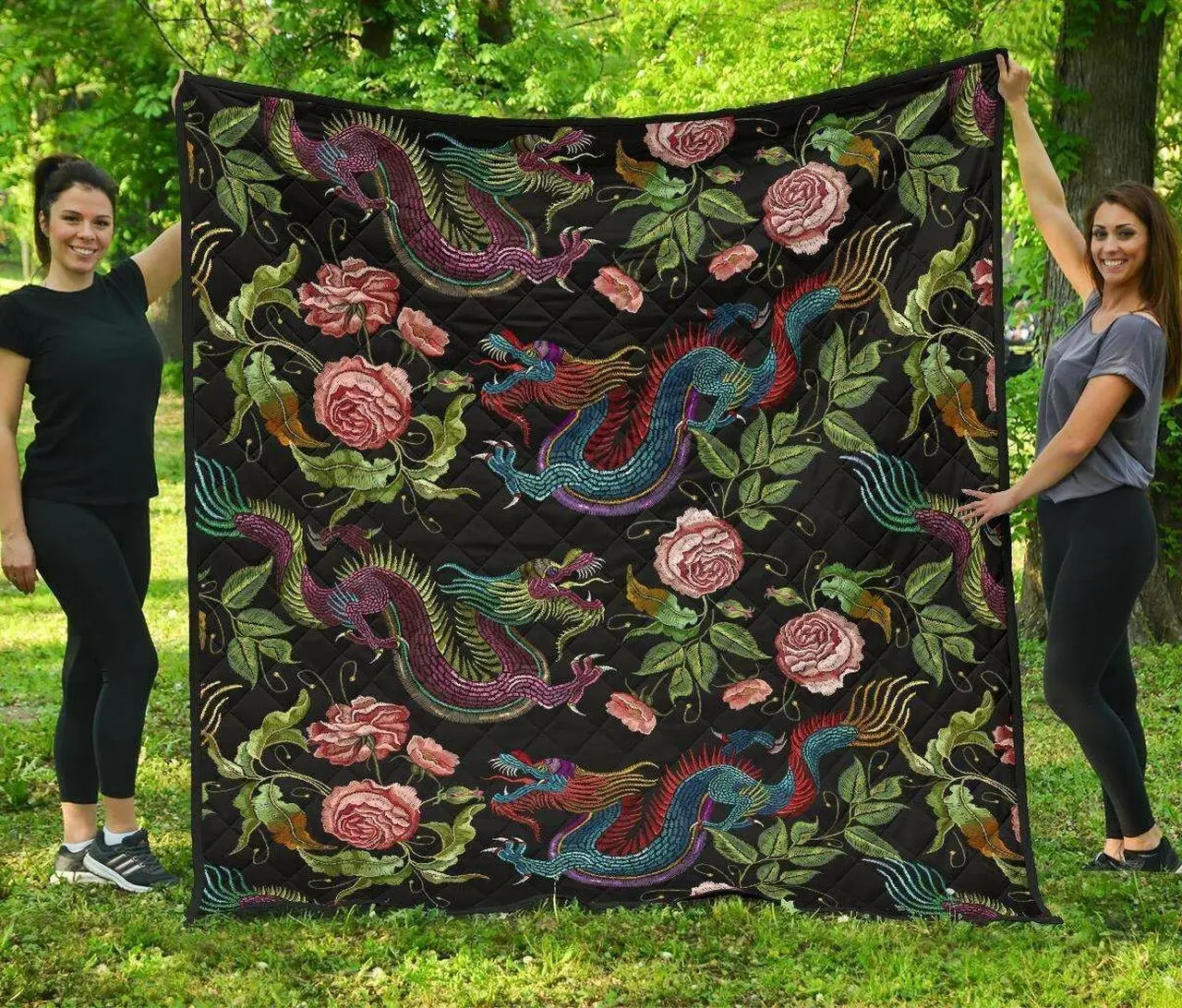 Dragons Flower Pattern DHCDHC DT1910 Quilt Blanket and Home Decor