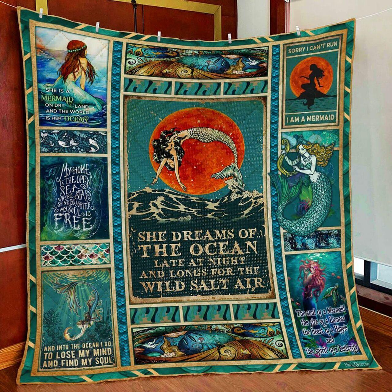 Dream About The Ocean Mermaid Quilt Blanket and Home Decor
