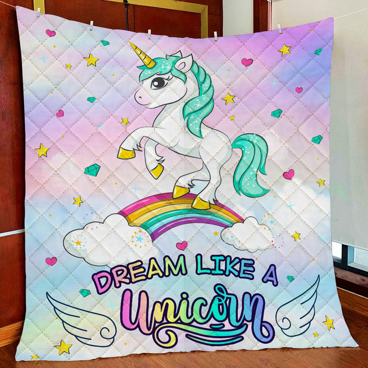 Dream Like A Unicorn Bedding Quilt Blanket and Home Decor