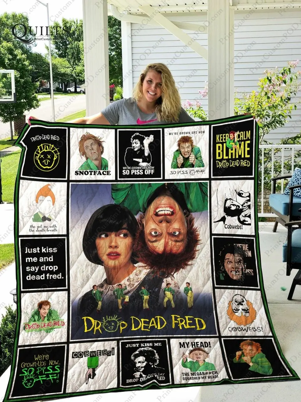 Drop Dead Fred Quilt Blanket Ver 17 2 and Home Decor