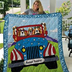 Duqd15003 Basset Hound Quilt Blanket  Quilt and Home Decor