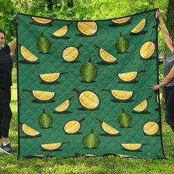 Durian Pattern Green Background DHCDHC DT1910 Quilt Blanket and Home Decor