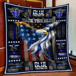 Eagle American Thin Blue Line Quilt Blanket and Home Decor