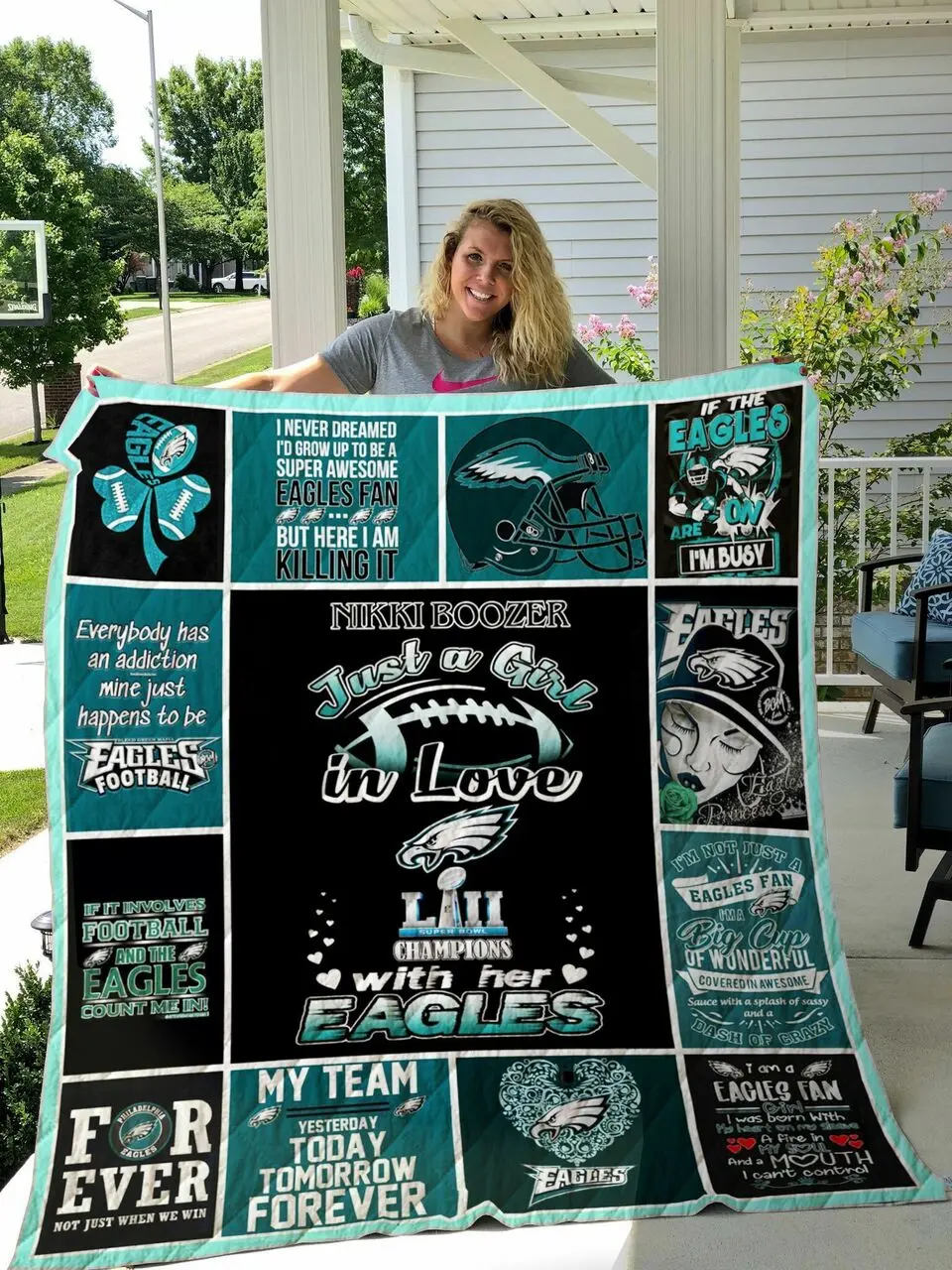 Eagles Quilt Blanket Custom Name Ver 2 and Home Decor