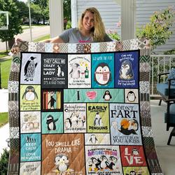 Easily Distracted By Penguins Quilt Blanket Great Customized Blanket Gifts For Birthday Christmas Thanksgiving and Home Decor