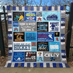 Eat Sleep Play Hockey DHCDHC DT0910 Quilt Blanket and Home Decor