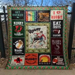 Eat Sleep Rugby Quilt X0308-12  Quilt and Home Decor