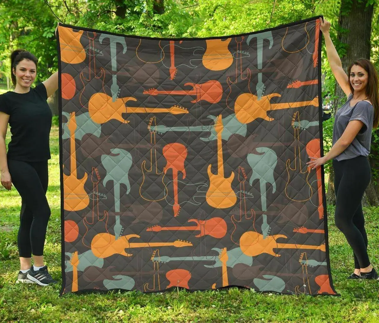 Electric Guitars Pattern DHCDHC DT1910 Quilt Blanket and Home Decor