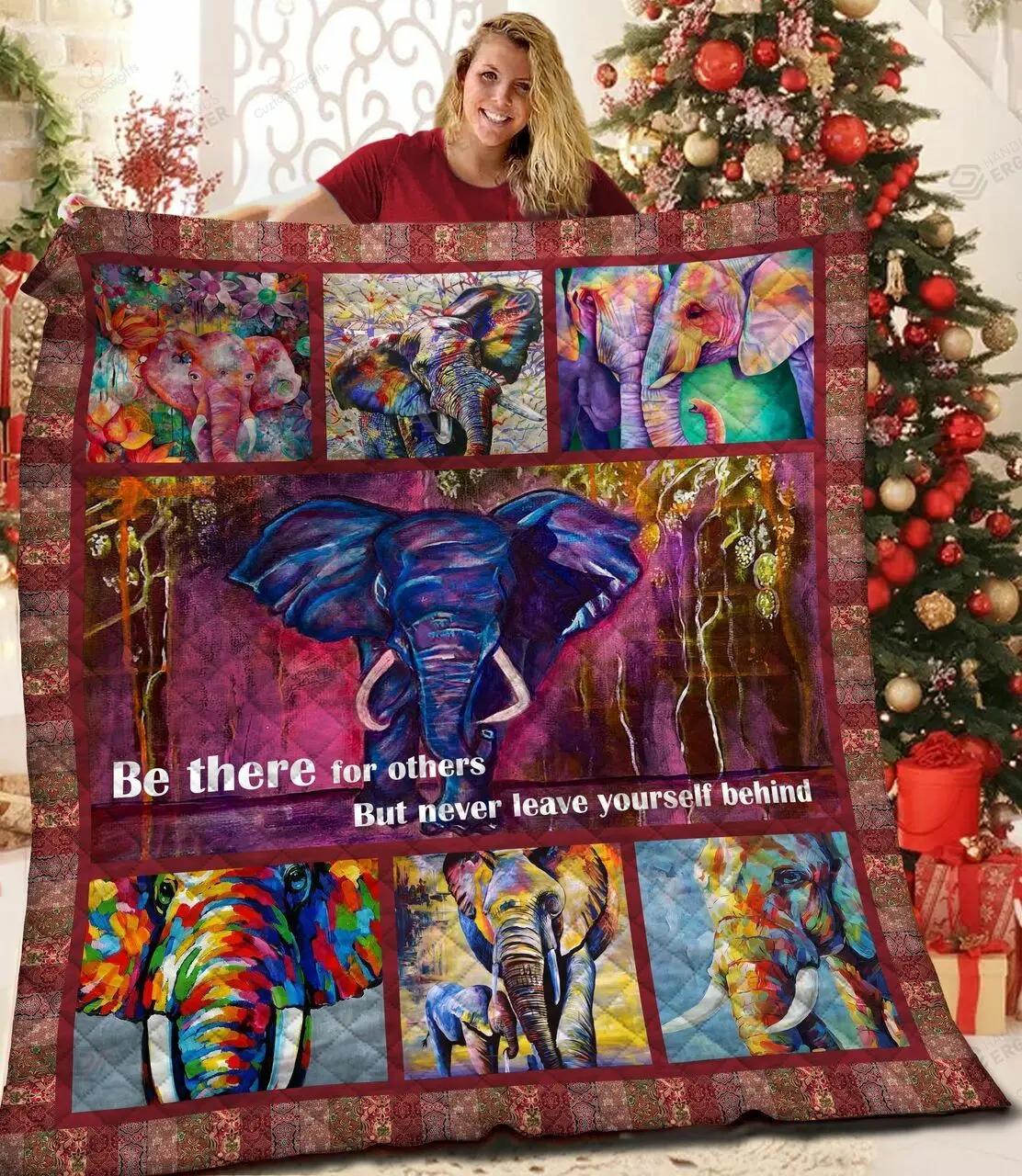 Elephant Be There For Others But Never Leave Myself Behind Quilt Blanket Great Customized Blanket Gifts For Birthday Christmas Thanksgiving and Home Decor
