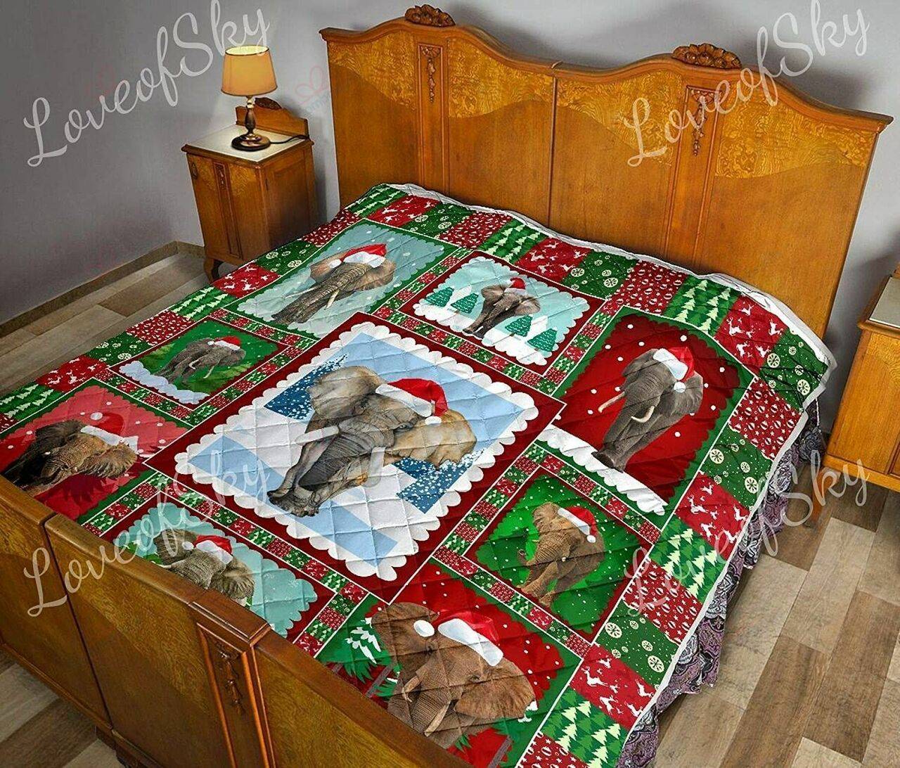 Elephant Frames Christmas DD25090100CL Quilt Blanket and Home Decor