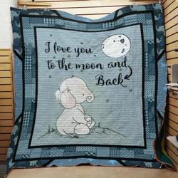 Elephant I Love You To The Moon And Back Quilt Blanket Great Customized Gifts For Birthday Christmas Thanksgiving Perfect Gifts For Elephant Lover and Home Decor