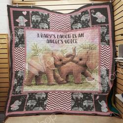 Elephant Kissing You Ah Quilt Derqsc and Home Decor