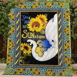Elephant Mom Sunflower You Are My Sunshine Hur Quilt Cysiap and Home Decor