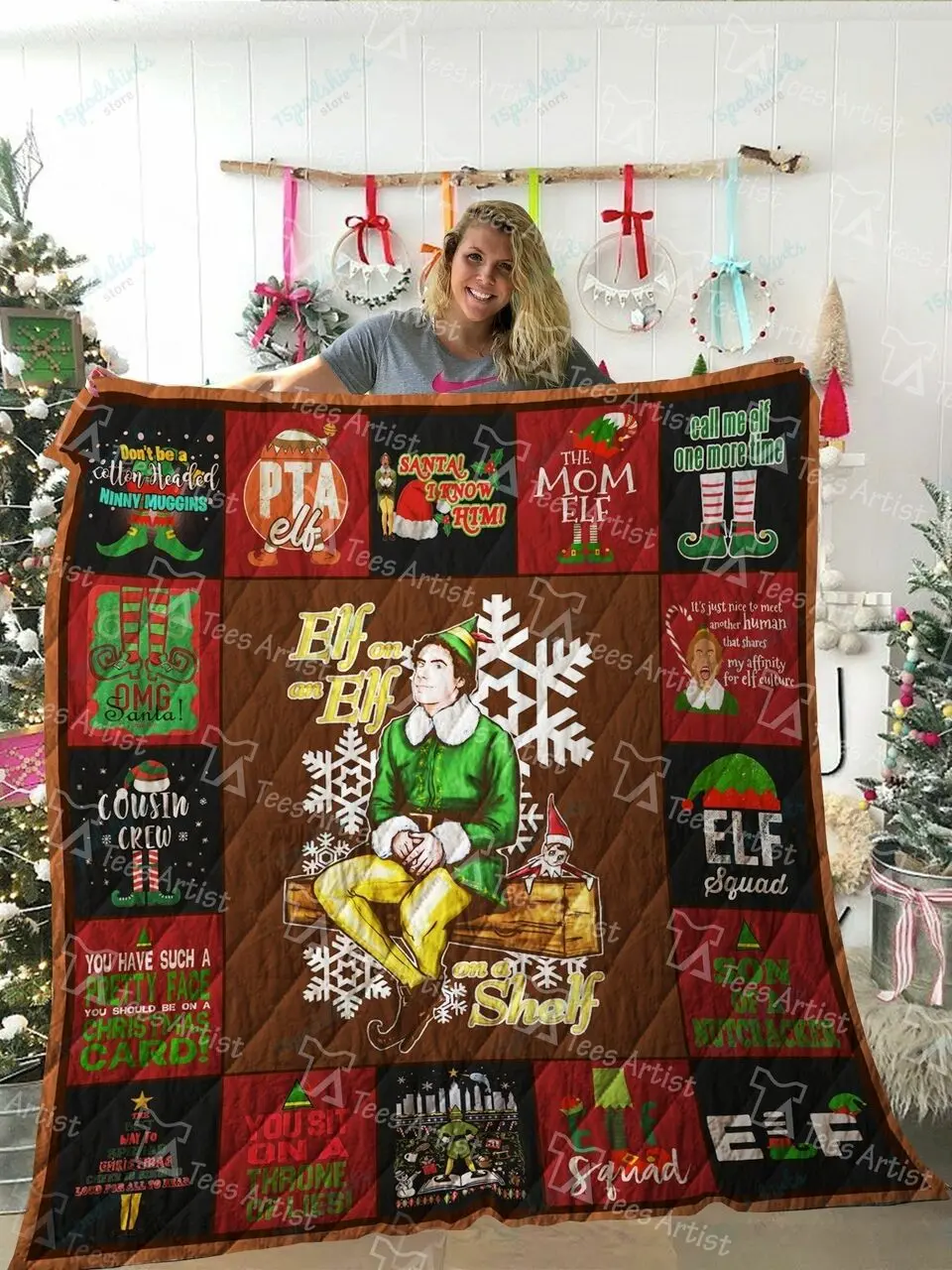 Elf Vintage Quilt Blanket 02260 and Home Decor