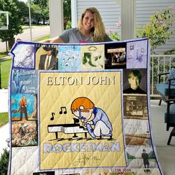 Elton John Collage Quilt Blanket and Home Decor