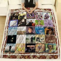 Elton John Studio Albums Quilt Blanket For Fans and Home Decor