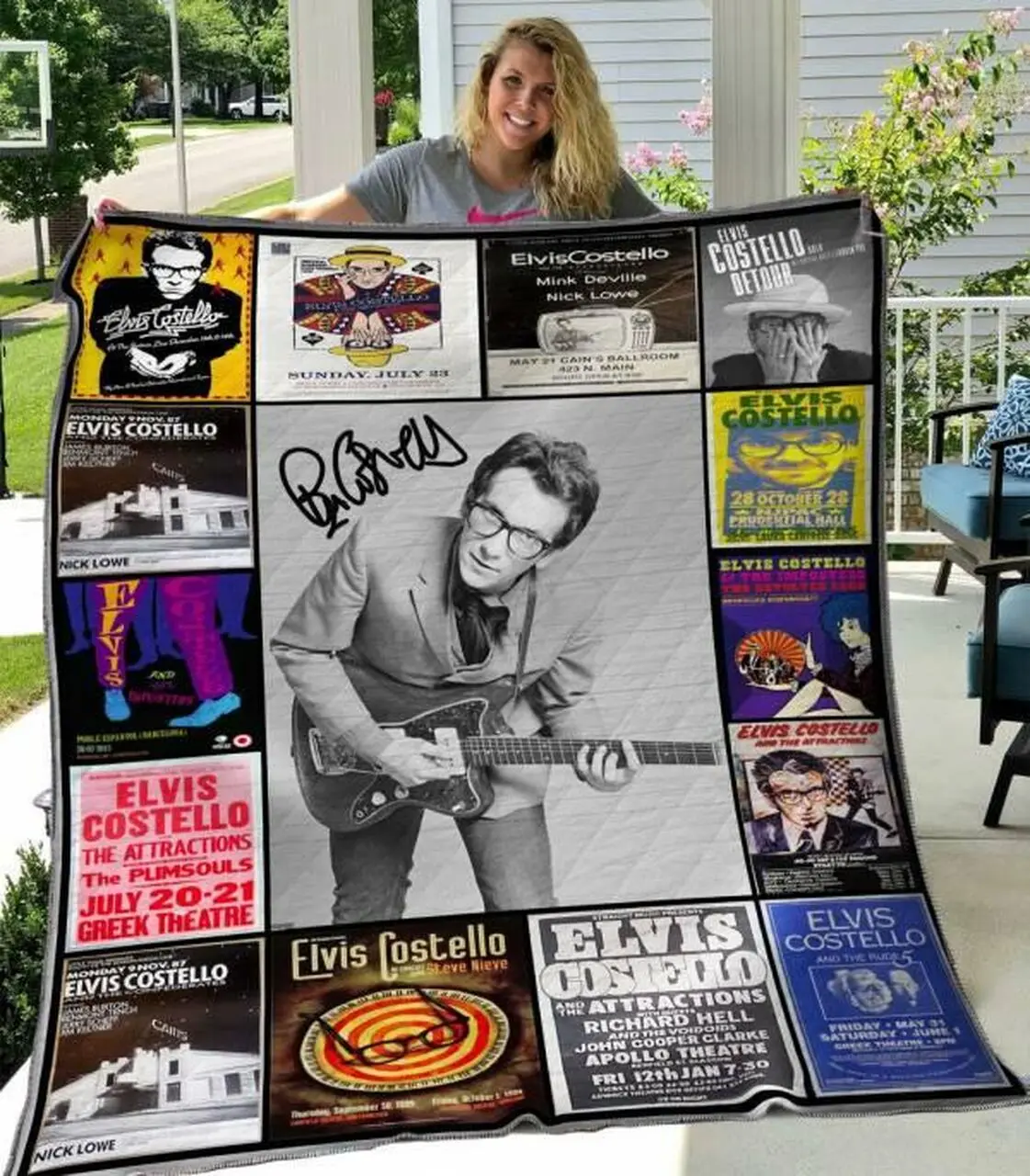 Elvis Costello Quilt Blanket Hvt040608 Quilt and Home Decor
