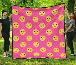Emoji Pink Cl12100262Mdq Quilt Blanket and Home Decor
