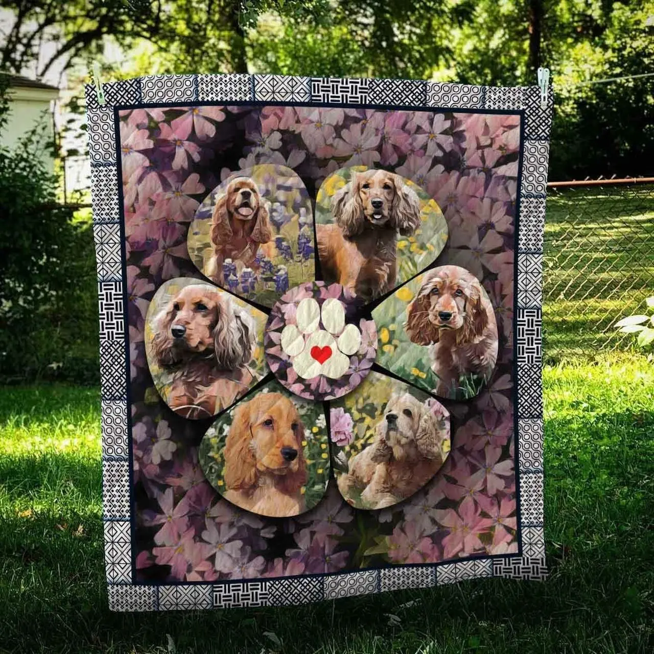 English Cocker Spaniel Petal Flower Quilt Blanket Dhc09122004Dd and Home Decor