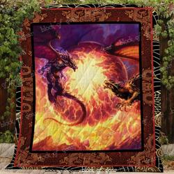 Epic Fire Dragon Battle Blanket Kc1807 Quilt and Home Decor