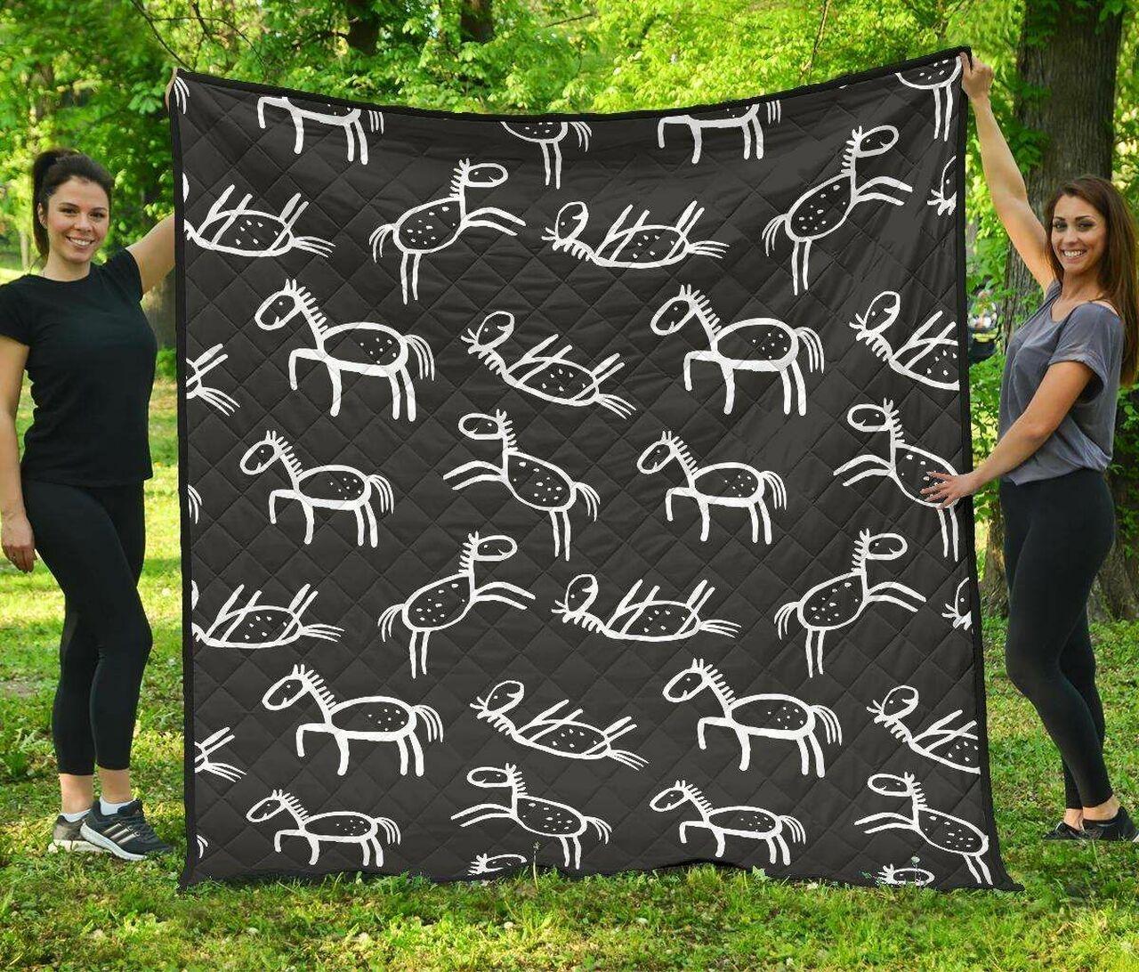 Equestrian Drawn Cl12100269Mdq Quilt Blanket and Home Decor