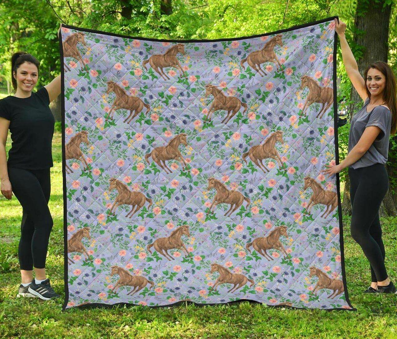 Equestrian Floral Cl12100270Mdq Quilt Blanket and Home Decor