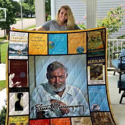 Ernest Hemingway Quilt Blanket 01 and Home Decor