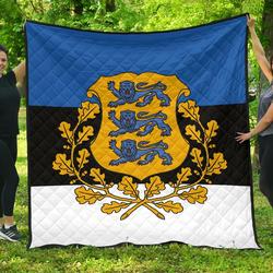 Estonia Flag Premium Quilt A6  Quilt and Home Decor