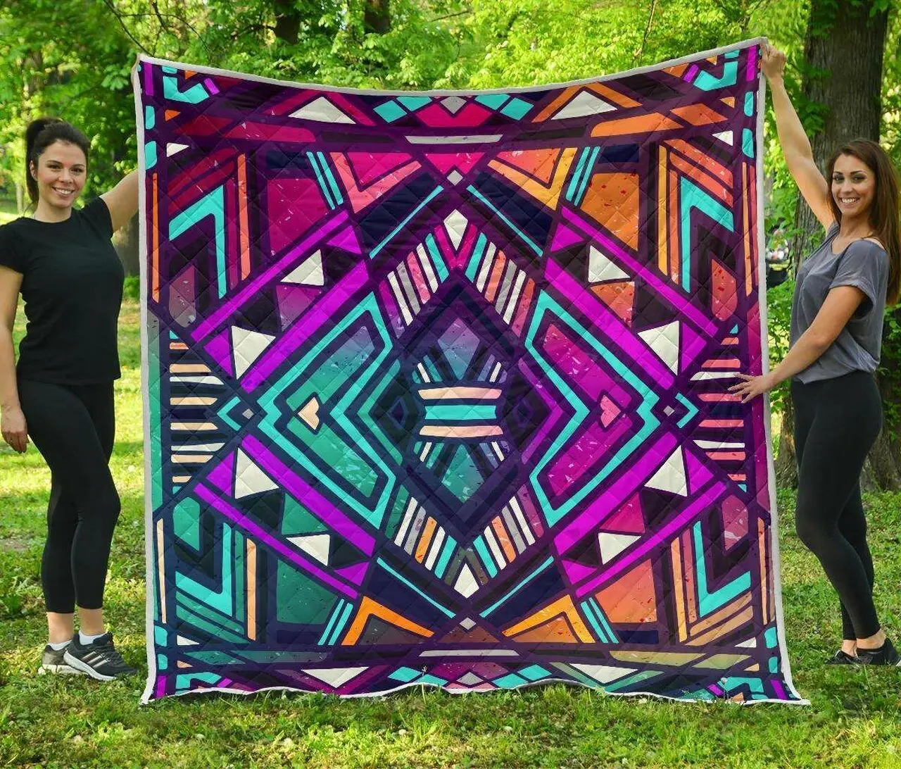 Ethnic Aztec Trippy Cl17100269Mdq Quilt Blanket and Home Decor
