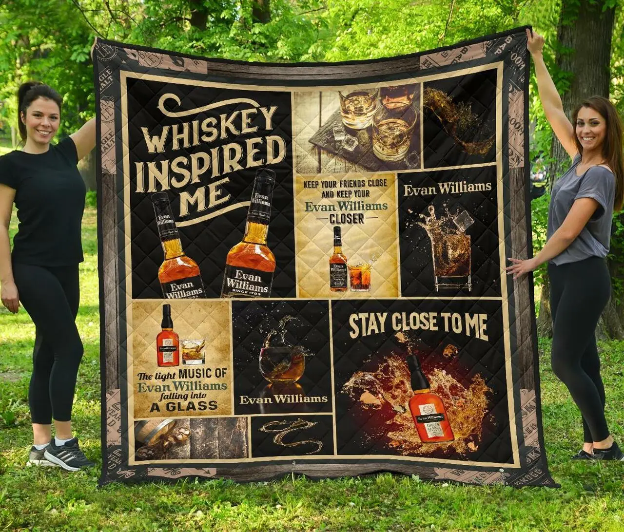 Evan William Whiskey Inspired Me Funny Gift Quilt and Home Decor
