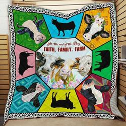 Faith Family Farm Cows Quilt Blanket ABC07112236 and Home Decor