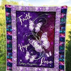 Faith Hope Love Purple Butterfly DD2509099CL Quilt Blanket and Home Decor