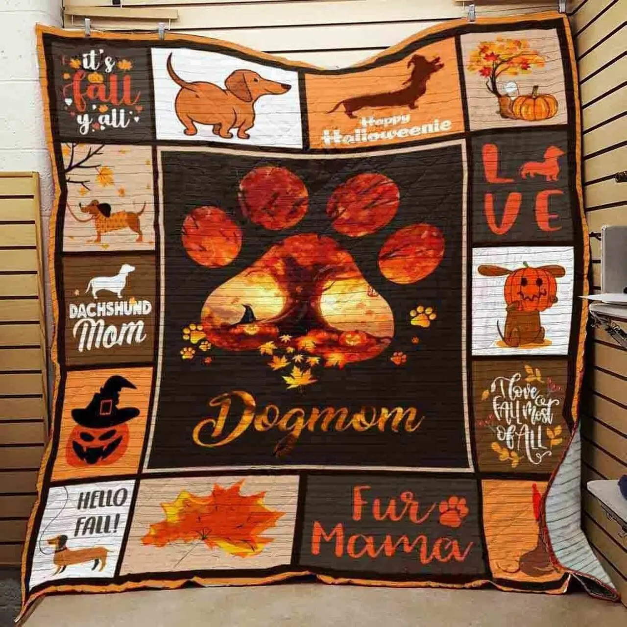 Fall Dachshund Quilt Blanket ABC07113170 and Home Decor