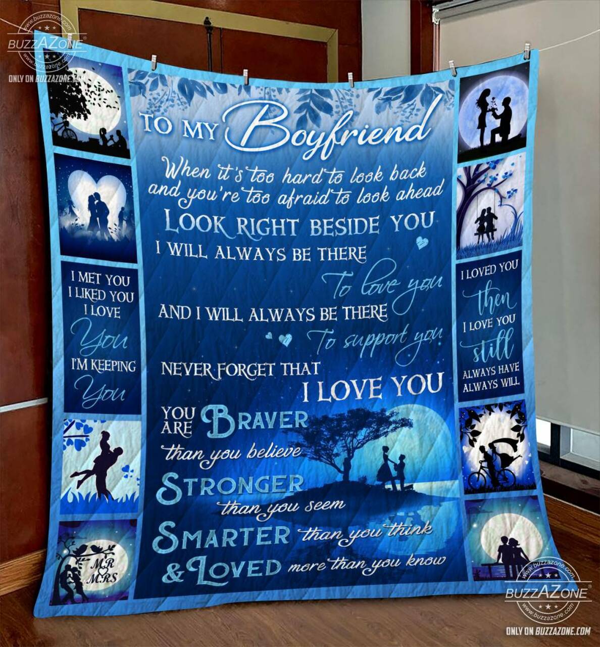 Family Boyfriend Beside You Love You Support You Quilt Gg and Home Decor