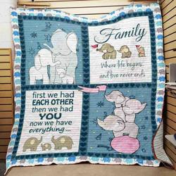 Family Elephant Quilt Blanket ABC07112107 and Home Decor