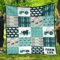 Farm Life Quilt Blanket Blue Dhc02012038Td and Home Decor