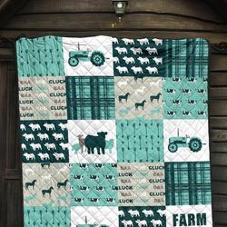 Farm Life Quilt Blanket Blue Dhc1112215Dd and Home Decor