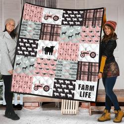 Farm Life Quilt Blanket Pink Dhc02012030Td and Home Decor