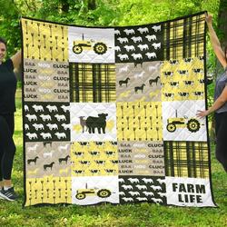 Farm Life Quilt Blanket Yellow Dhc02012039Td and Home Decor