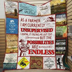 Farmer Keep Calm And Farm On Quilt Blanket Great Customized Blanket Gifts For Birthday Christmas Thanksgiving and Home Decor