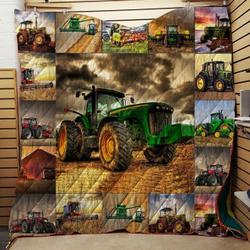 Farmer Tractor Quilt Blanket Great Customized Blanket Gifts For Birthday Christmas Thanksgiving and Home Decor