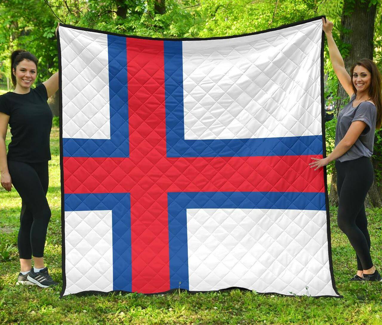 Faroe Islands Flag Premium Quilt A6 Quilt and Home Decor