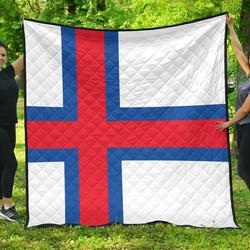 Faroe Islands Flag Premium Quilt A6  Quilt and Home Decor