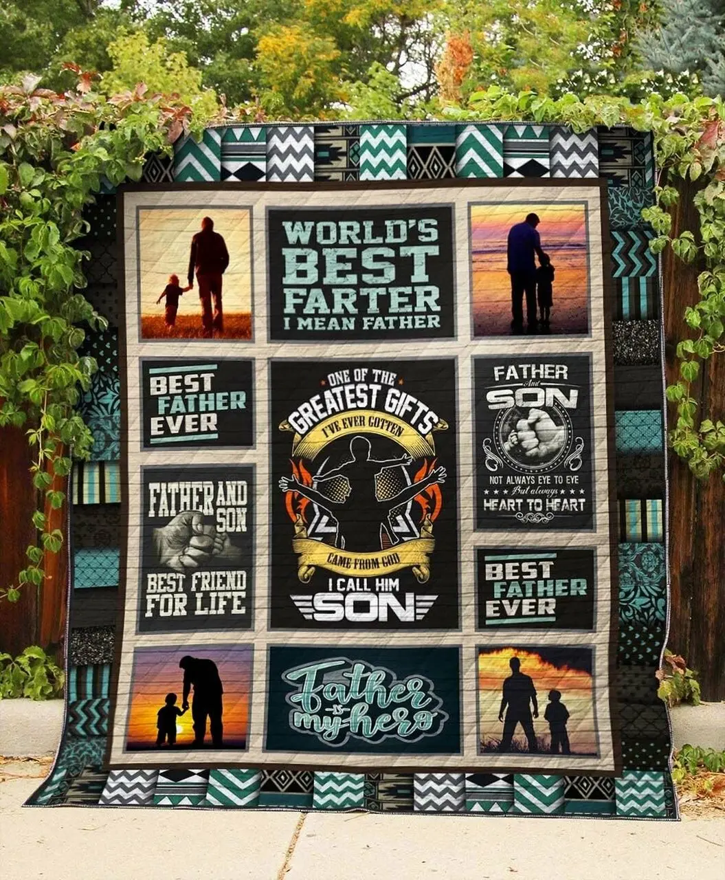 Father And Son Best Friend For Life Quilt Blanket and Home Decor