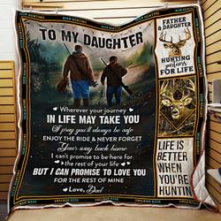 Father & Daughter Hunting Partners For Life Quilt Blanket and Home Decor