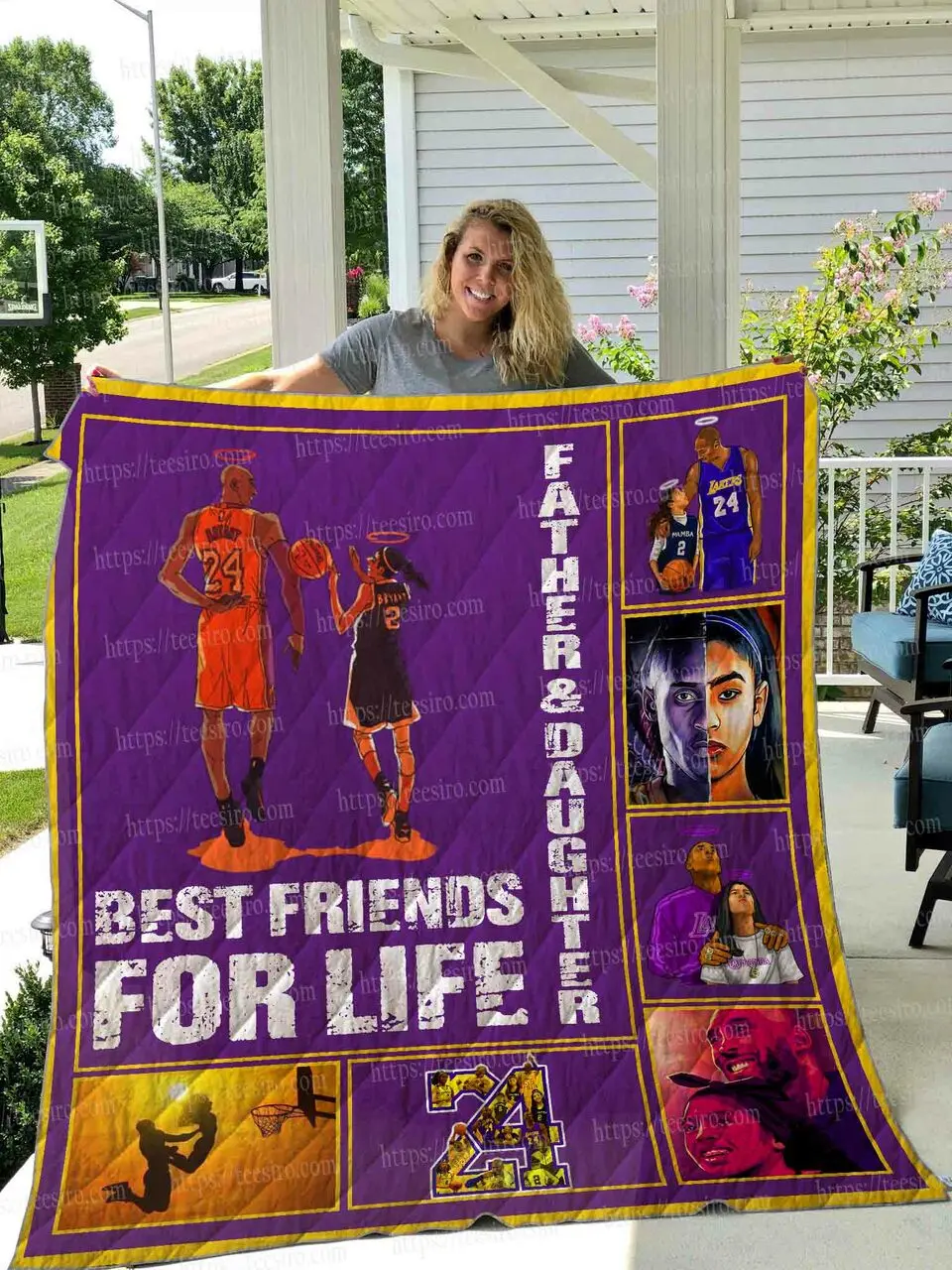 Father & Daughter Kobe Quilt Blanket 01 and Home Decor