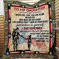 Father Soldier And Daughter Texas Quilt and Home Decor